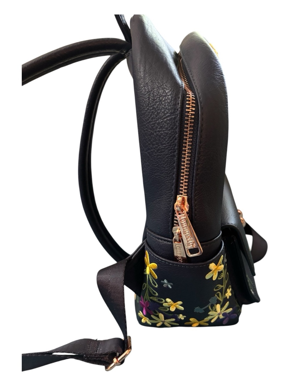 Loungefly Black Floral Disney Parks Mini Backpack - Picture 4 of 6